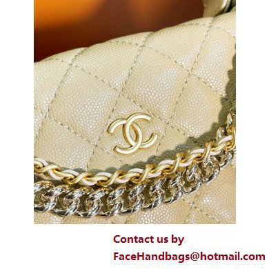 Chanel Grained Shiny Calfskin  &  Gold-Tone Metal Pouch Bag AP3943 Beige 2025